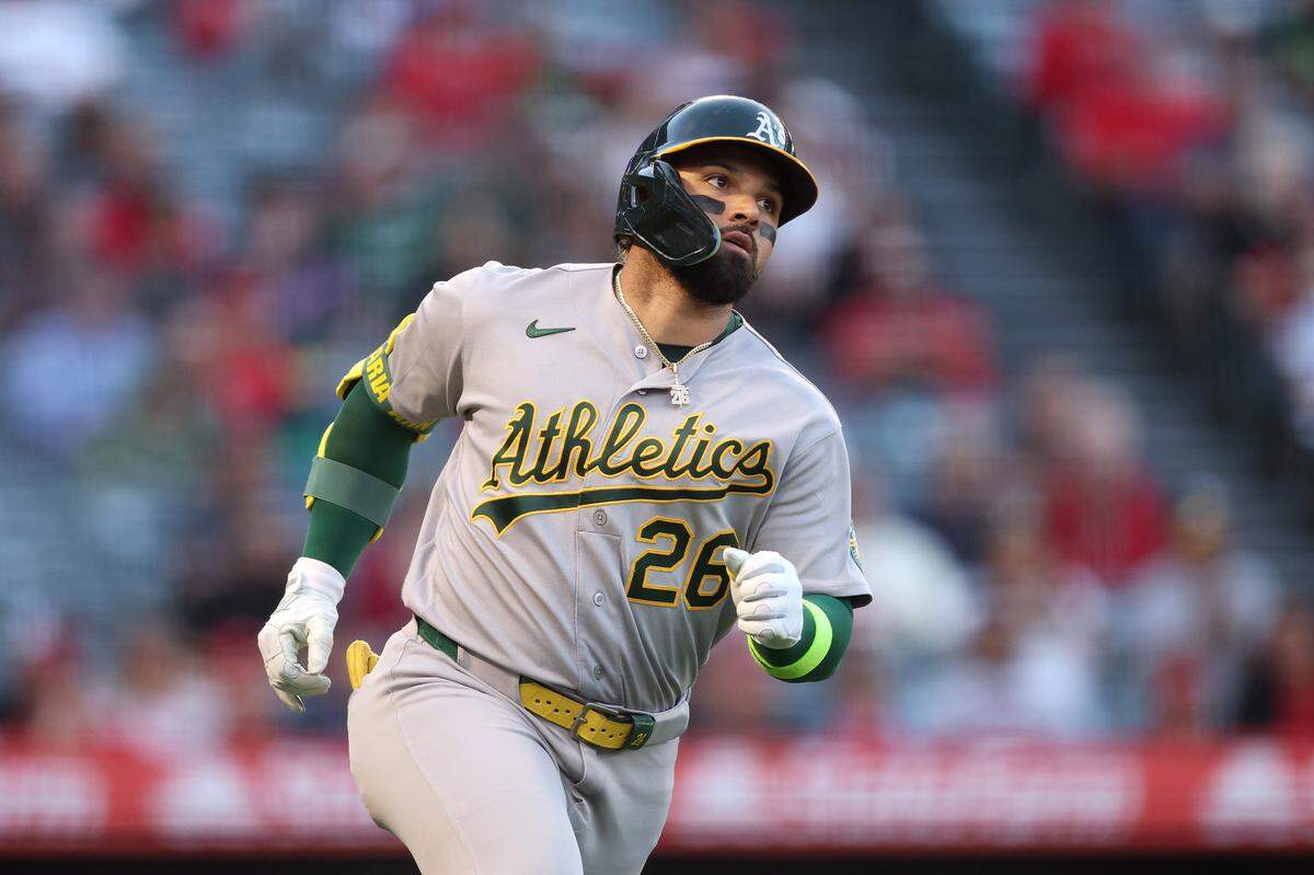 Carlos Cortes (26) of the MLB’s Athletics