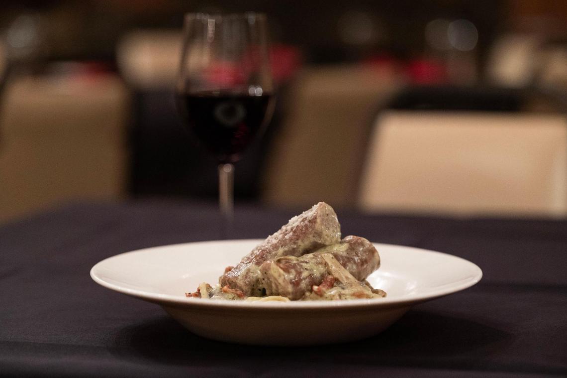 A pesto and rope sausage pasta dish at Villa Tronco in downtown Columbia on Thursday, December 22, 2022.