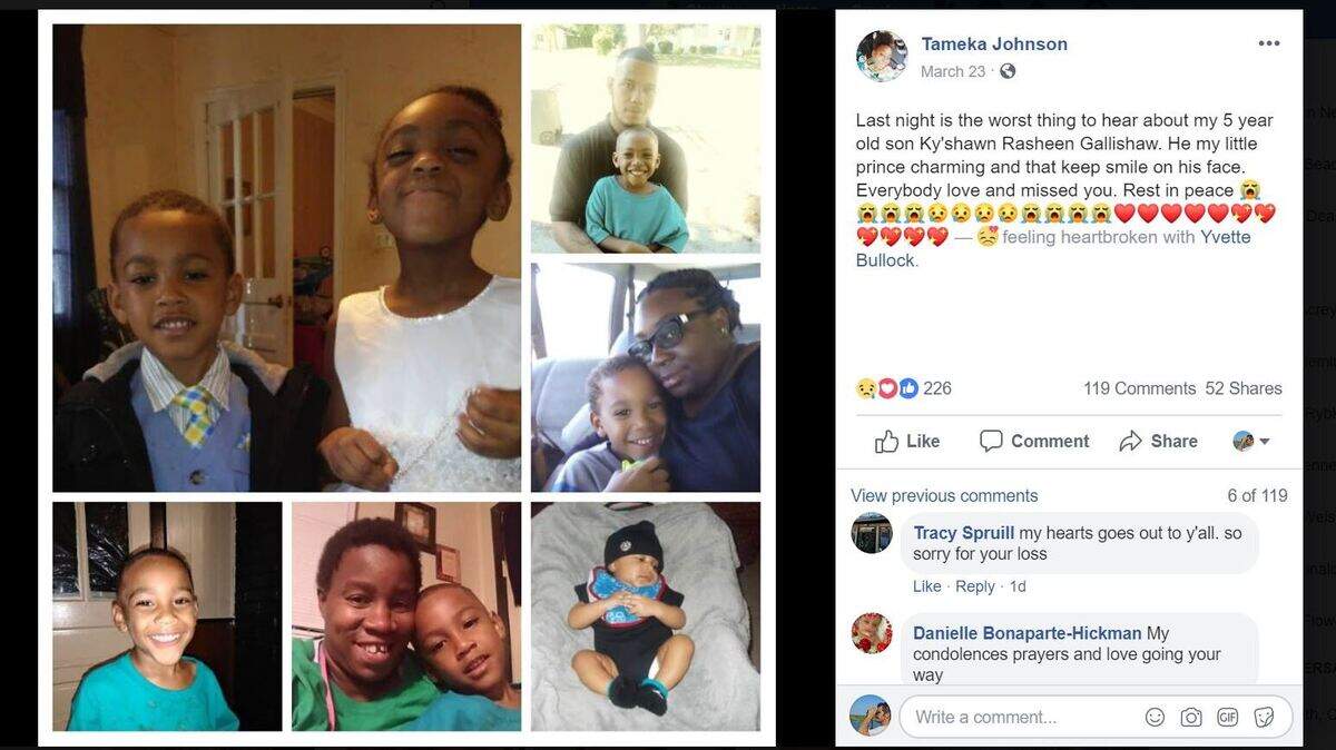Ky’Shawn Gallishaw’s mother shared pictures of her son. “He my little prince charming,” she said on social media.