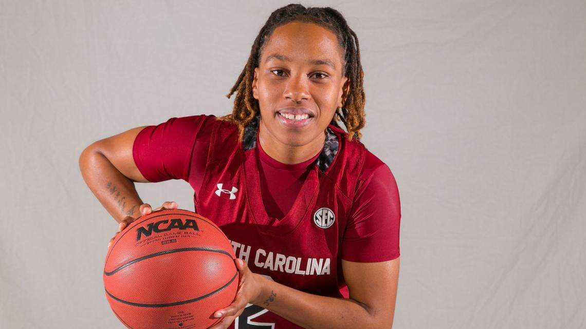 South Carolina women’s basketball player Olivia Gaines at media day on Oct. 14, 2014