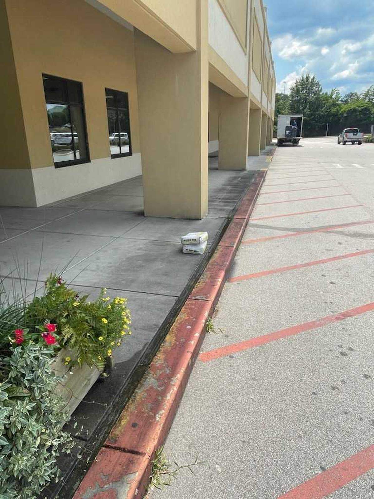 Two concrete bags lay outside the Lexington County Auxiliary Administration Building, courtesy of Attorney Robert Goings.