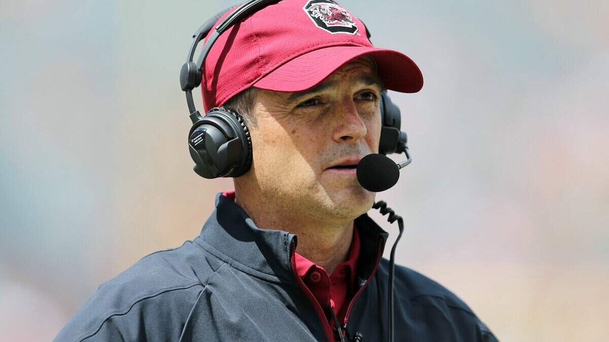 Head coach Shane Beamer looks on Sunday during the Gamecocks’ spring game.