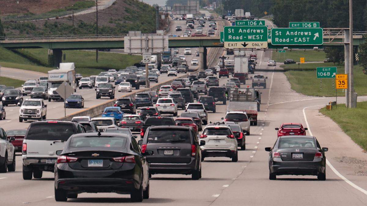 Traffic heading down Interstate 26 near St. Andrews Road.