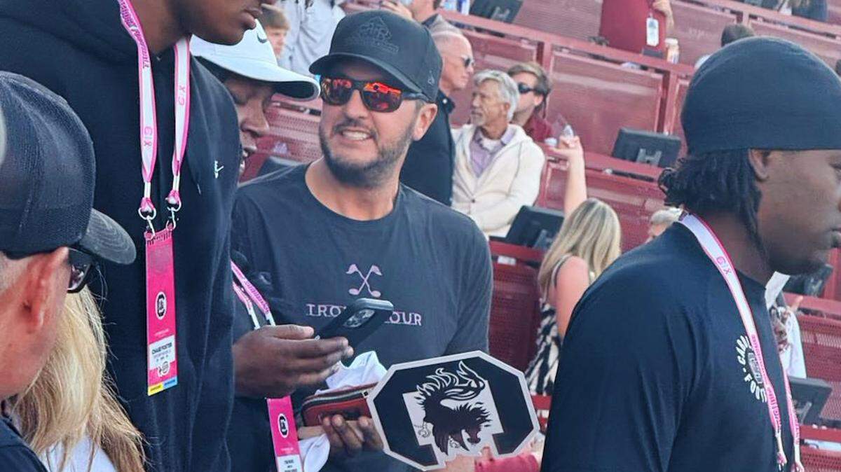 Country music star Luke Bryan is spotted Saturday at Williams-Brice Stadium for the South Carolina-Alabama game.