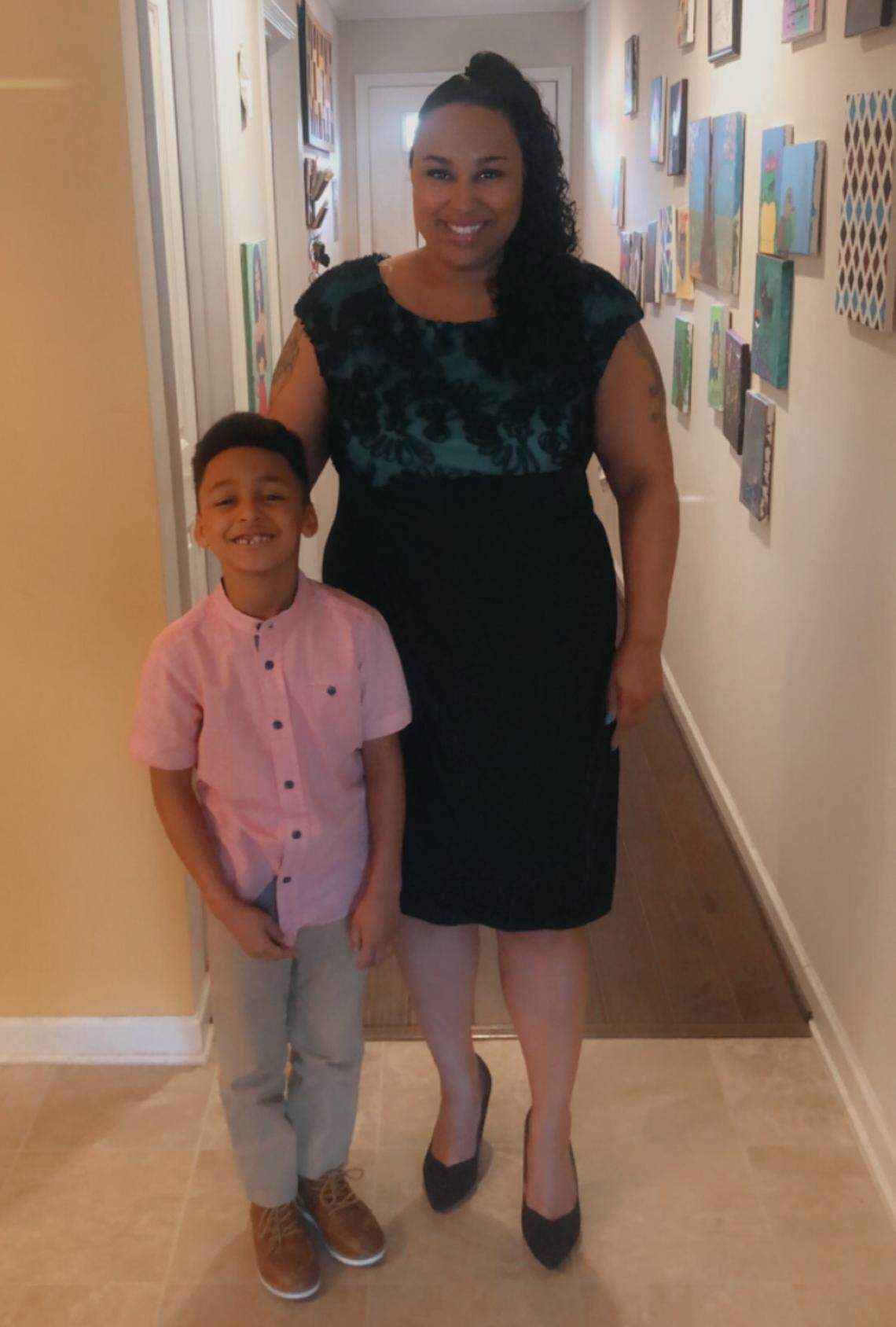 Desreta Harris and her son Jabari, 7, attend a mom and son dance with the Columbia non-profit Big Homie Lil Homie that mentors boys without male role models.