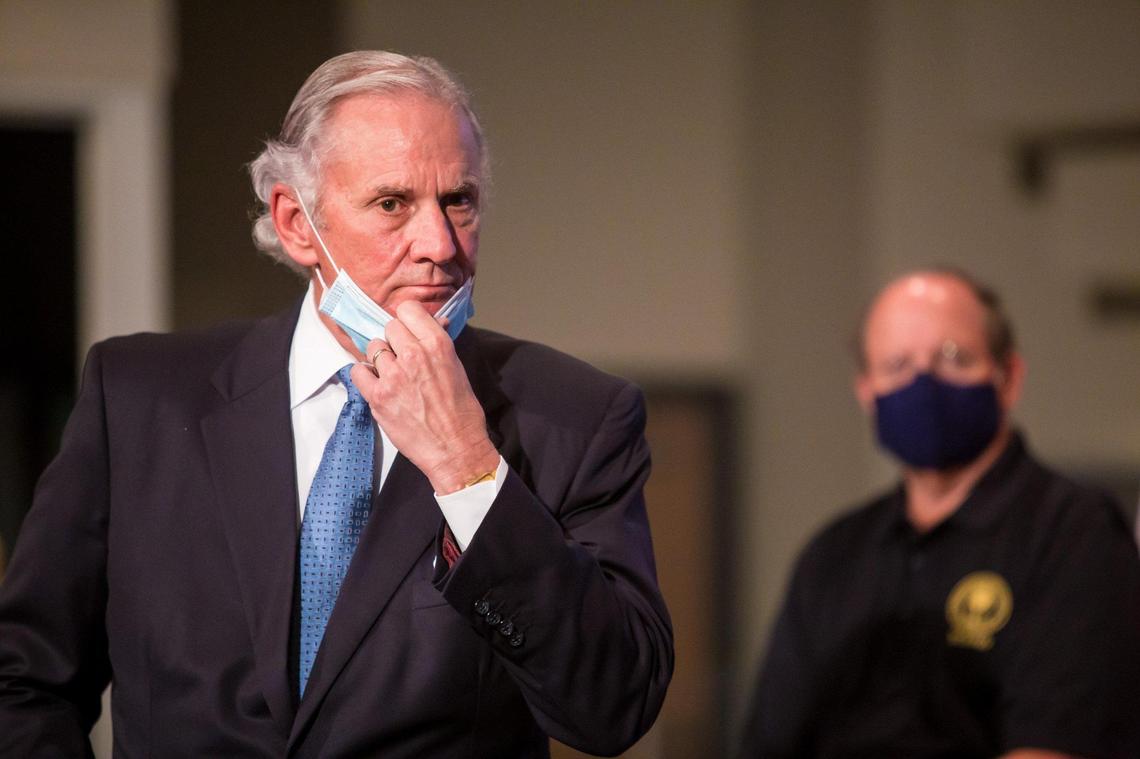 SC Governor Henry McMaster listens to a question during a Coronavirus press conference at the South Carolina Emergency Operations Center.