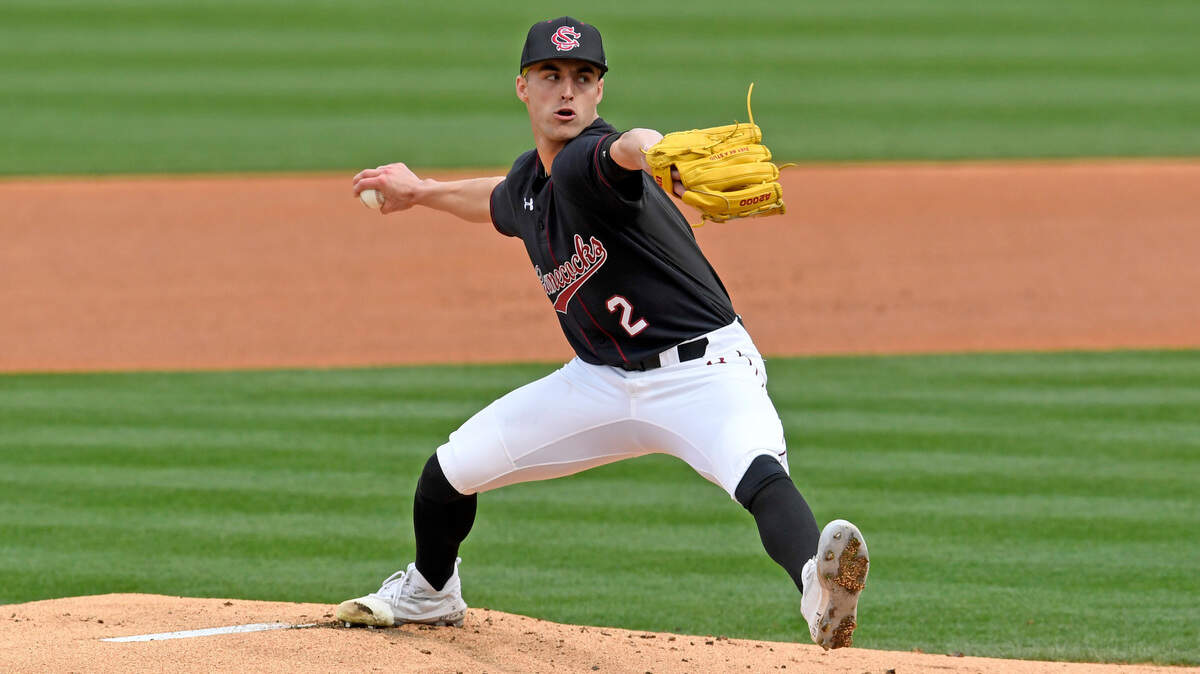 South Carolina’s Roman Kimball pitches Sunday against Miami (Ohio) at Founders Park.