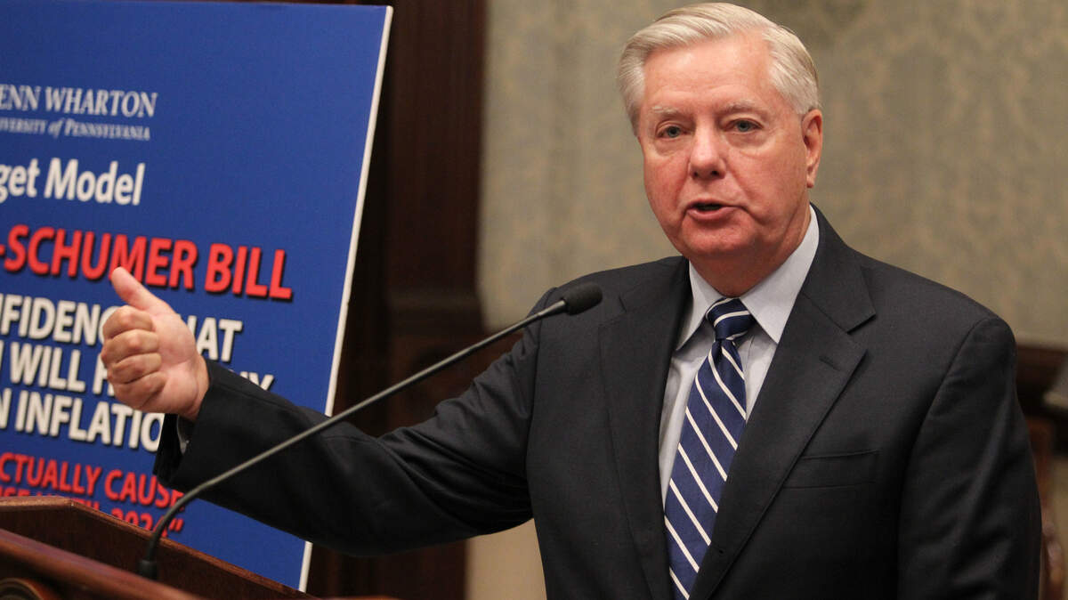 U.S. Sen. Lindsey Graham speaks during a press conference in the governor’s office at the S.C. statehouse on Tuesday, Aug. 9, 2022. (Travis Bell/STATEHOUSE CAROLINA)