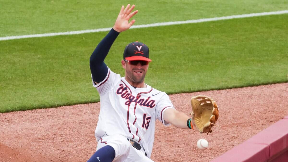 Virginia Cavaliers infielder Alex Tappen (13) this weekend in the Columbia Regional.