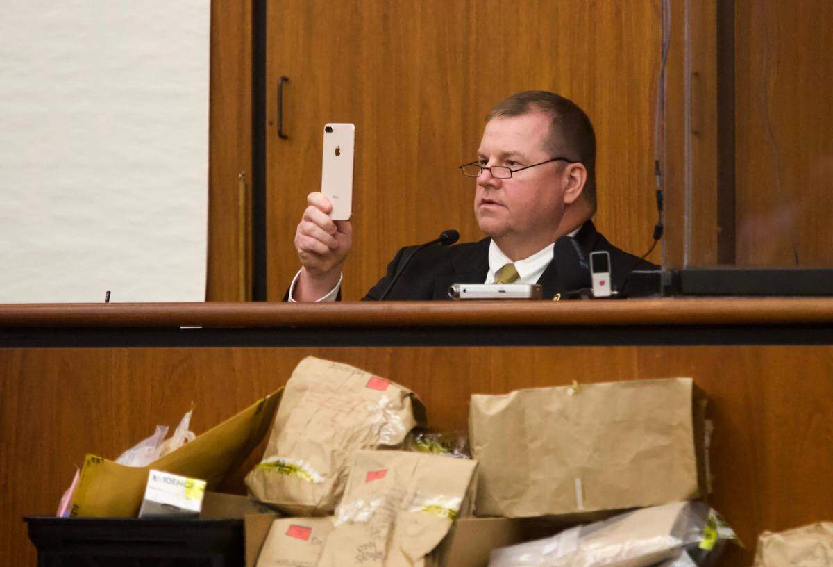 South Carolina Law Enforcement Division’s Britt Dove testifies Thursday about phone records discovered in the trial of Nathaniel Rowland, who is accused of murdering Samantha Josephson.