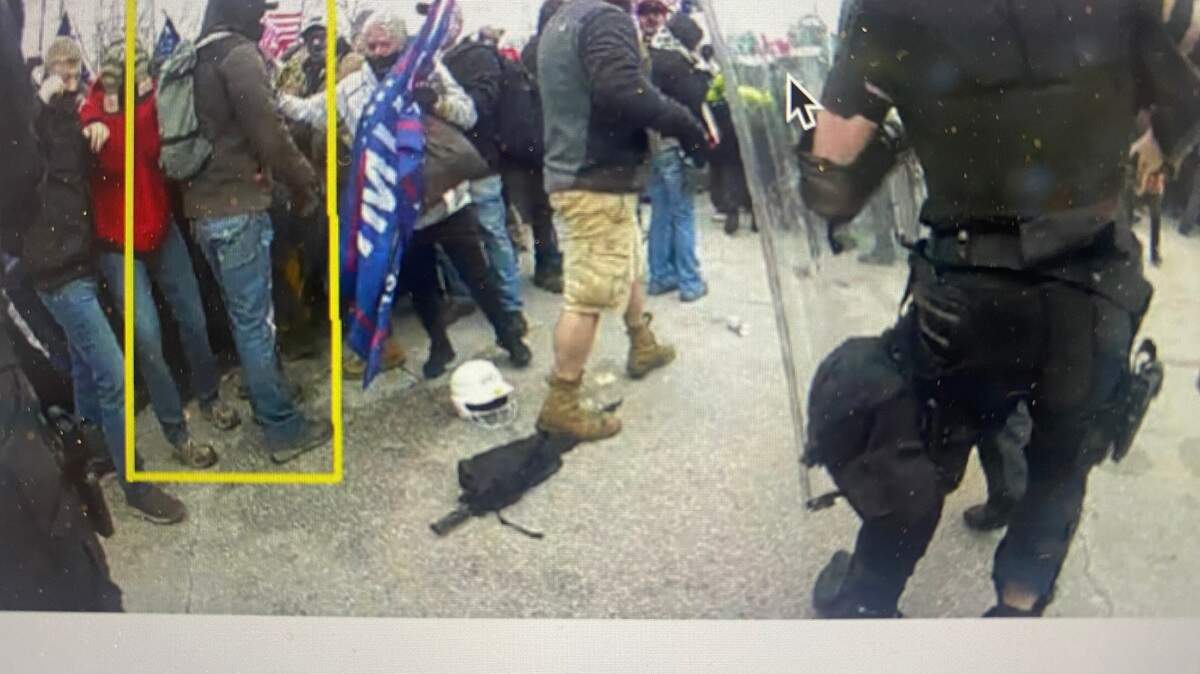 Screenshot from court records of Jason Barrett at the Jan. 6 Capitol riot.