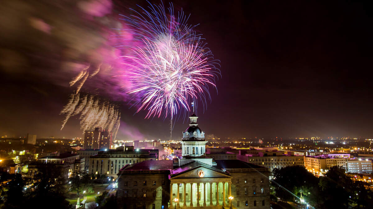 The midnight fireworks show capped off the 2018 Famously Hot New Year celebration in Columbia.