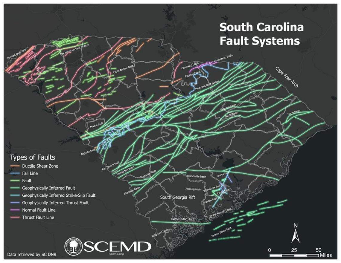 South Carolina fault systems