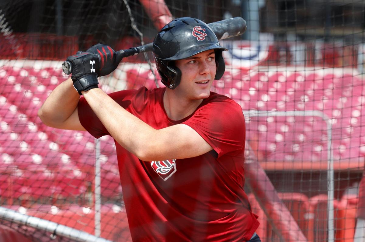 South Carolina’s Ethan Petry (20) practices baseball at Founders Park on Thursday, June 1, 2023.