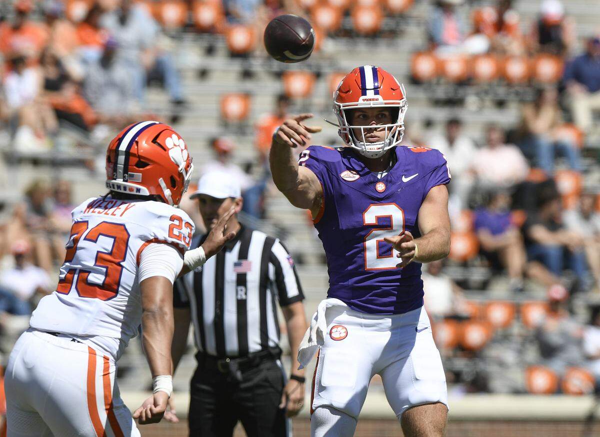 Clemson quarterback Tait Reynolds (2) during the Tigers annual spring game Saturday, March 28, 2026 at Clemson's Memorial Stadium. Bart Boatwright/For The State