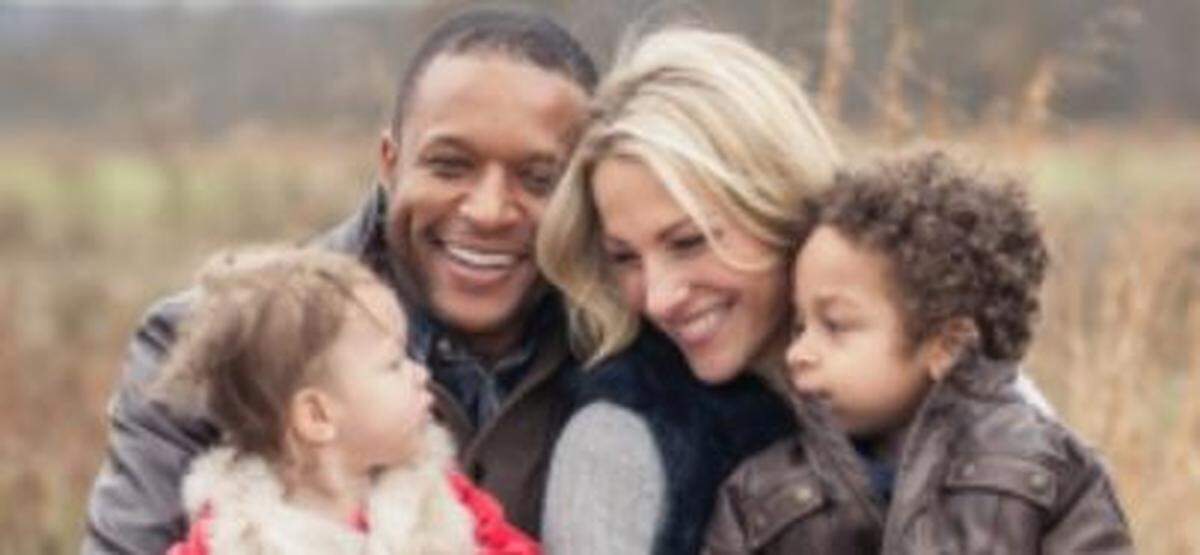 Craig Melvin and wife Lindsay Czarniak, along with their kids Sybil and Delano.