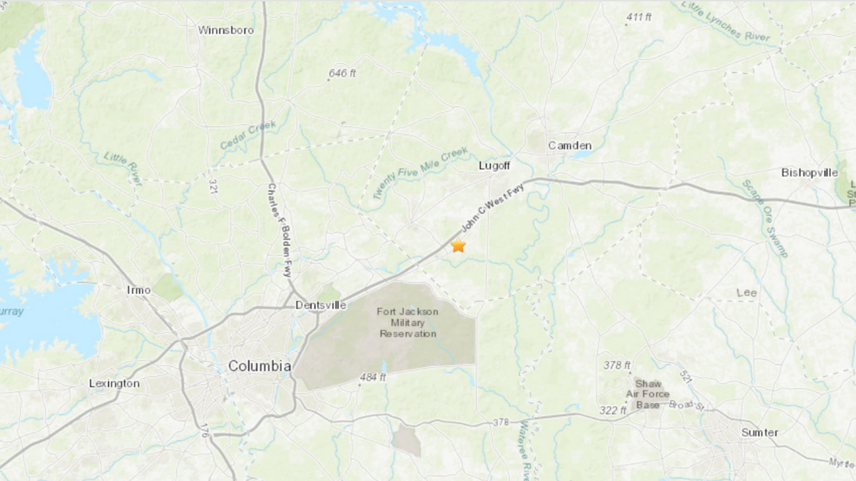 An 2.14 magnitude earthquake was recorded at 5:27 a.m. on Dec. 30, 2023 near Elgin, South Carolina.