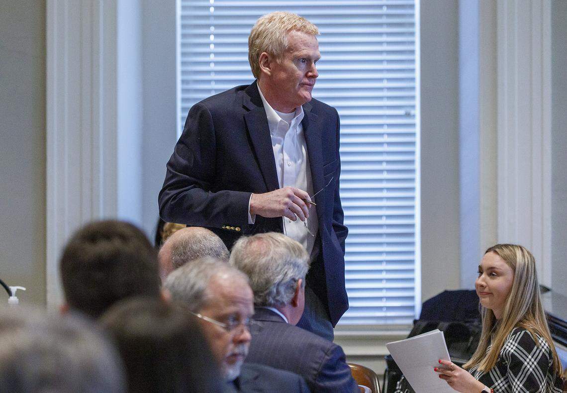 Alex Murdaugh identifies himself to a jury panel, Monday Jan. 23, 2023.