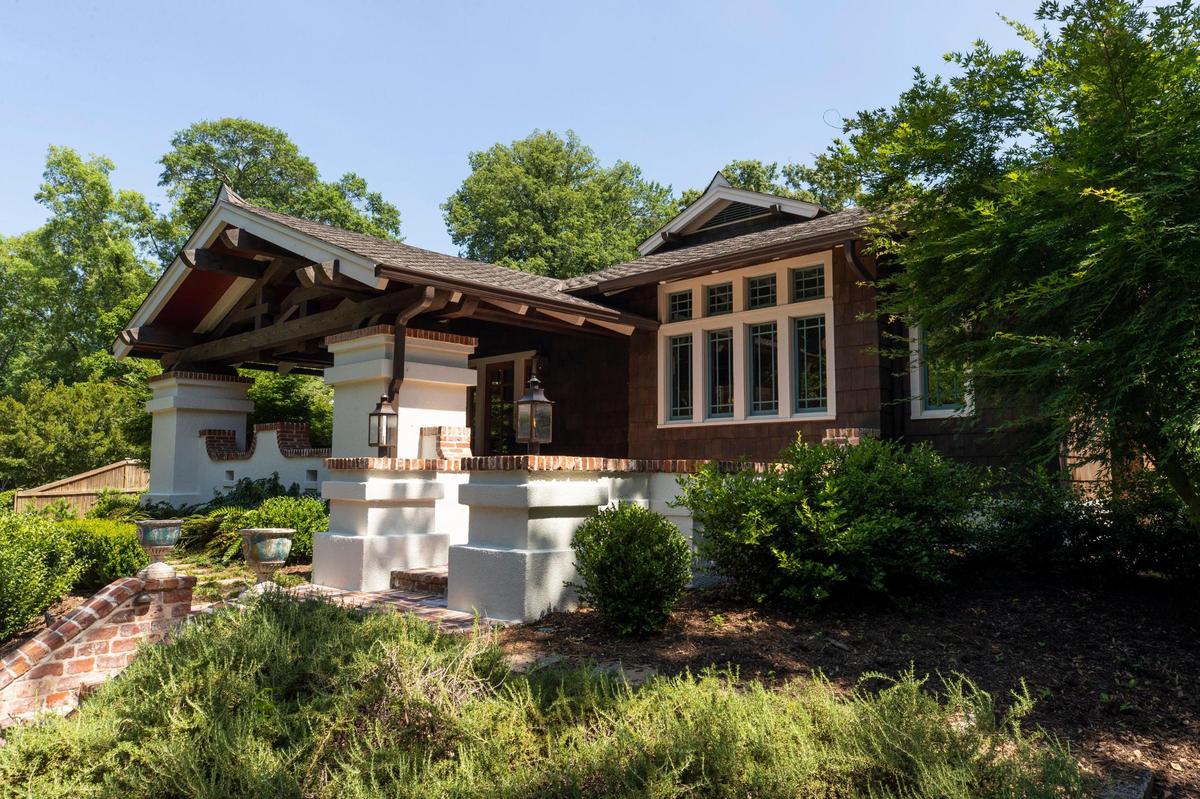 The interior of this Shandon home features rich blues and greens. The home was based off a Sears and Roebuck kit, and has had multiple additions added over the years.