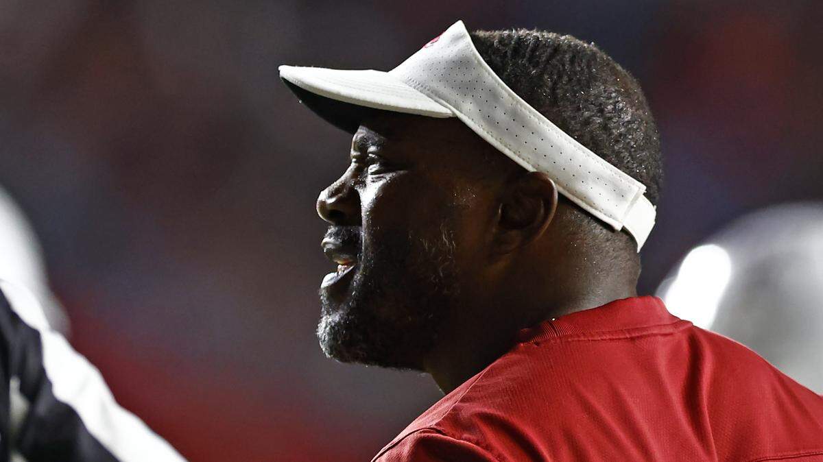 PISCATAWAY, NEW JERSEY - SEPTEMBER 9: Head coach Stan Drayton of the Temple Owls looks on during the second half of a game against the Rutgers Scarlet Knights at SHI Stadium on September 9, 2023 in Piscataway, New Jersey. Rutgers defeated Rutgers 36-7. (Photo by Rich Schultz/Getty Images)