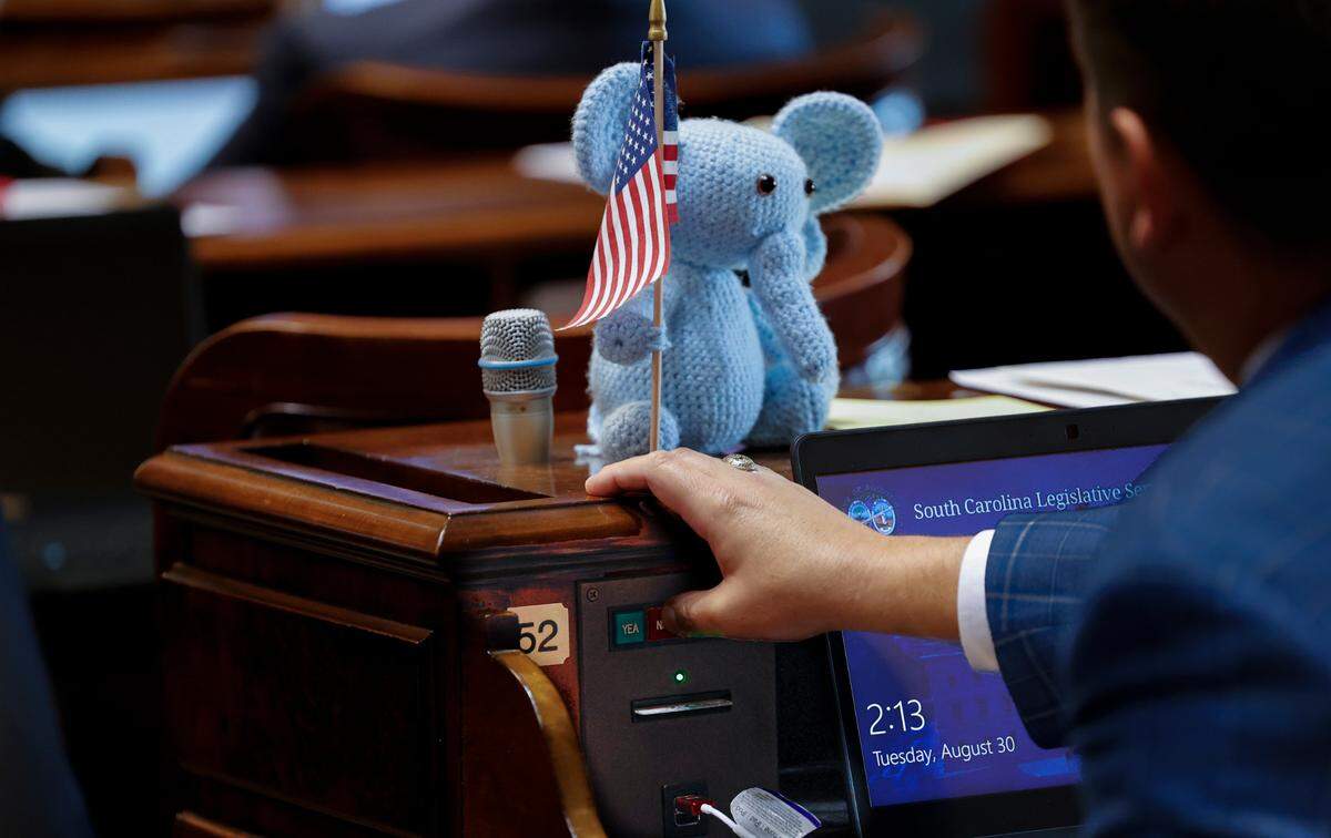 Members of the South Carolina House of Representatives vote on amendments in the abourtion bill in the South Carolina House of Representatives chamber On Tuesday, Aug. 30, 2022.