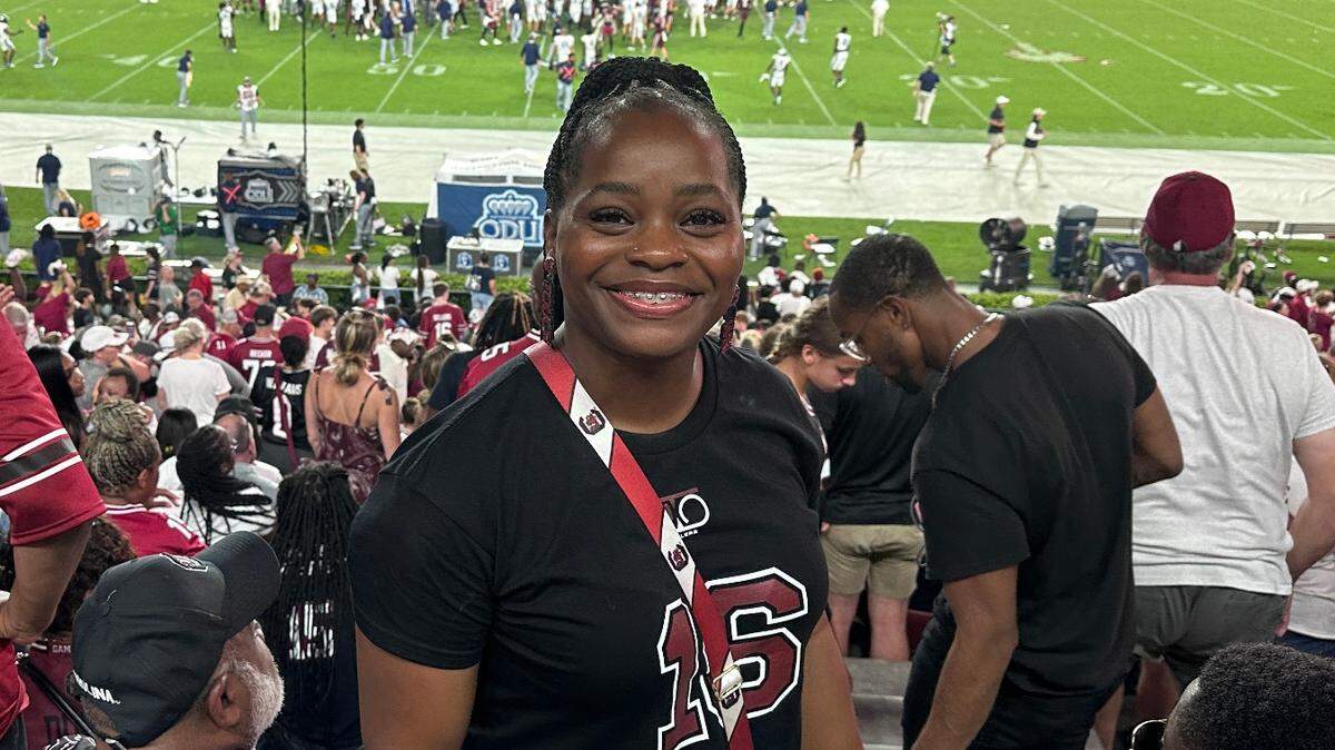 LaNorris Sellers’ mom, Cheryl Ford, watched her son’s first college start from Section 21.