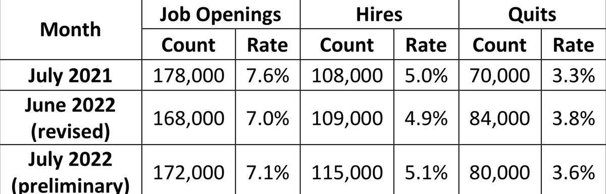 A table of July South Carolina job statistics.