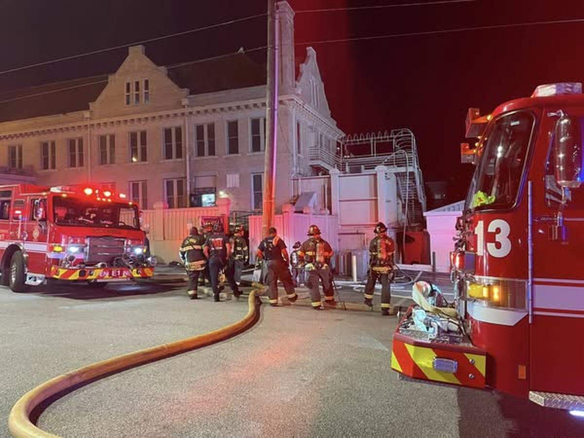 Members of the Columbia Fire Department respond to a fire at a restaurant.
