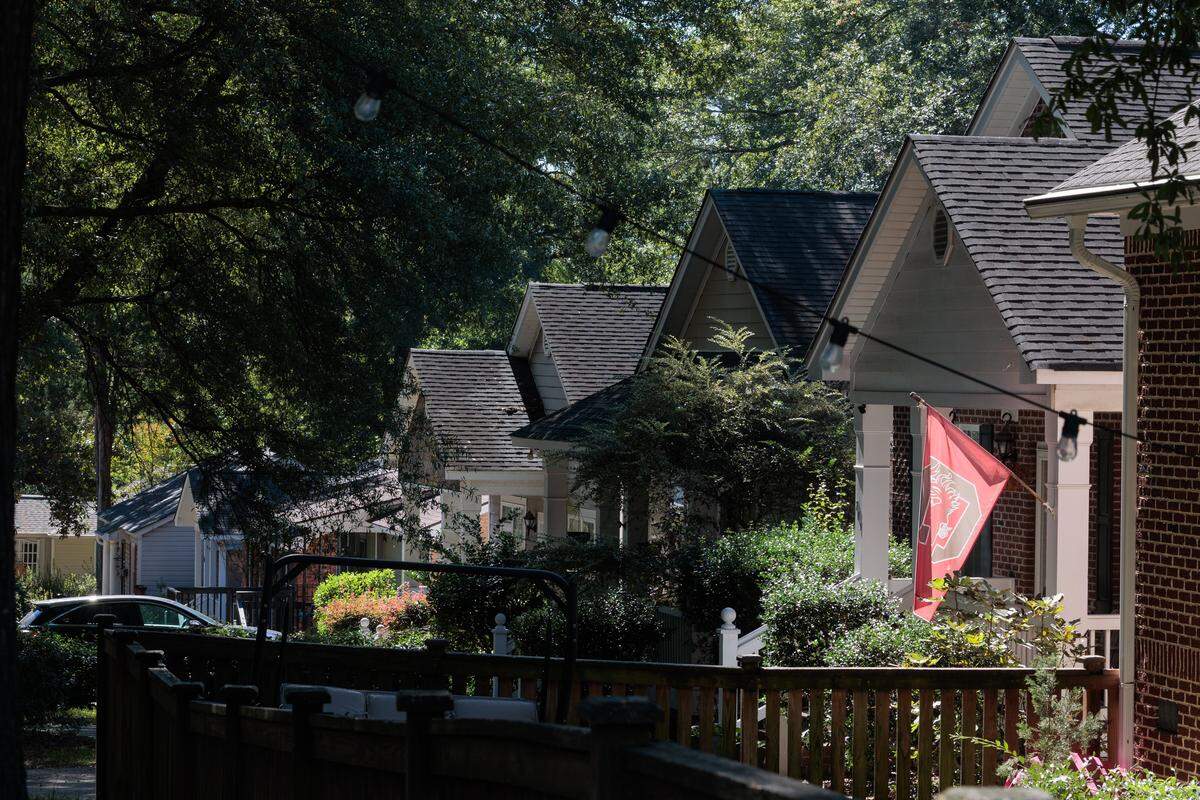 Mature trees line the Howard Street in the Rosewood neighborhood.