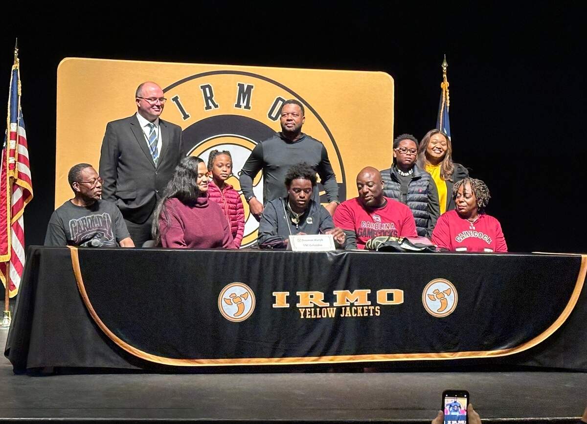 South Carolina signee Donovan Murph at Irmo High’s Signing Day ceremony on Wednesday.