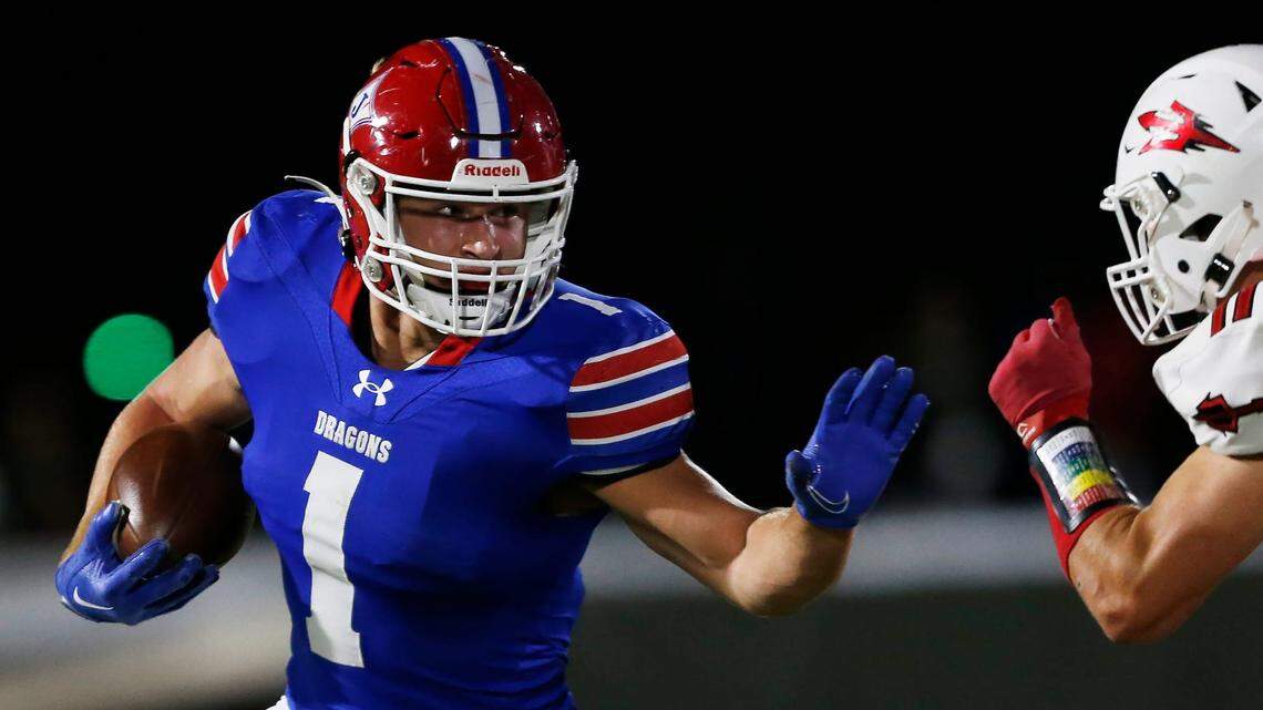 Jefferson’s Sammy Brown (1) moves the rock during a GHSA high school football game between Jefferson and Loganville in Jefferson, Ga., on Friday, Oct. 21, 2022.