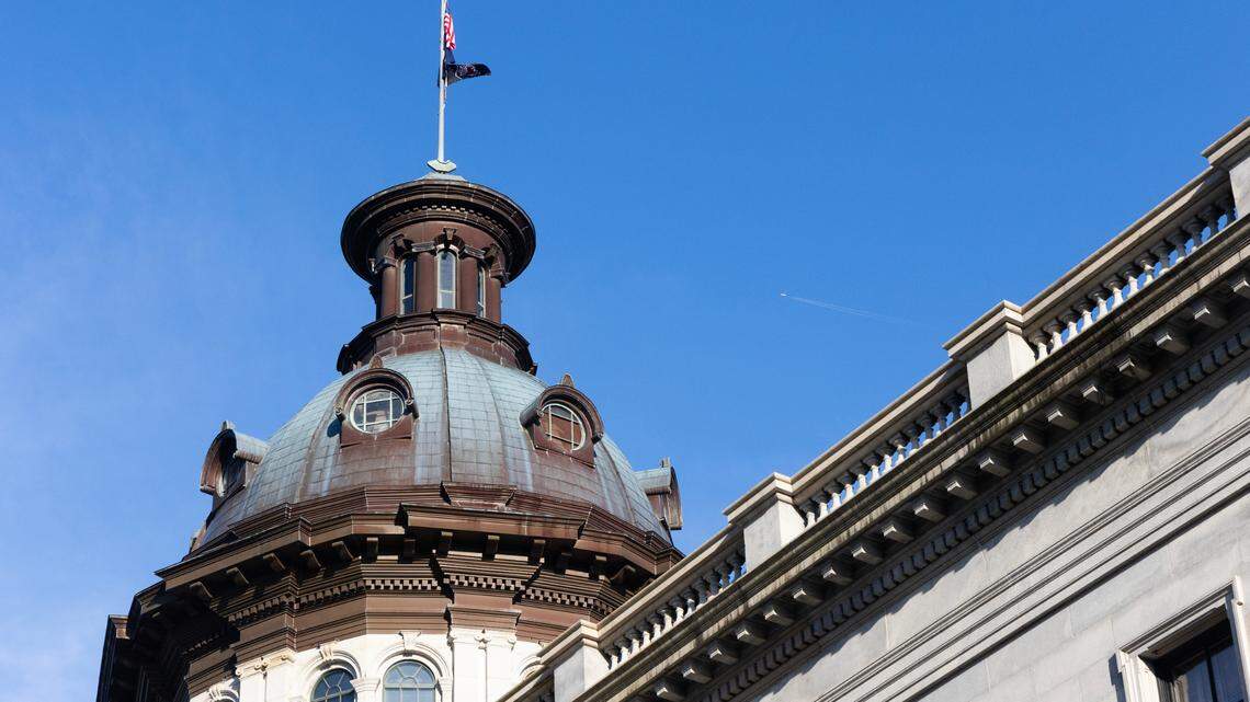 The University of South Carolina flag flies above the South Carolina State House in honor of the Gamecocks women’s basketball team winning the NCAA Championship on Sunday, April 7, 2024.