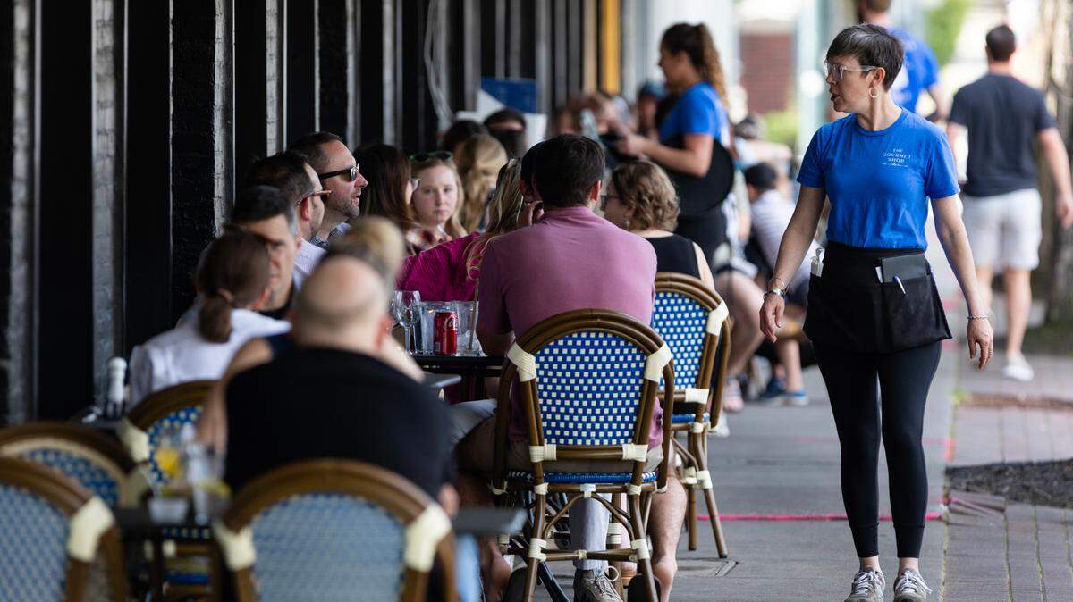 The Gourmet Shop, a popular restaurant, deli, wine shop and high-end kitchen product retailer, is busy during brunch on Saturday, April 19, 2025.