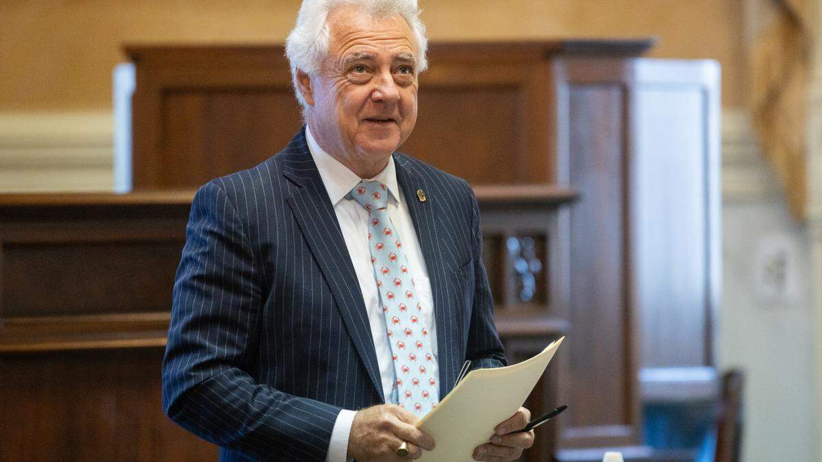 South Carolina State Senator Larry Grooms, R-Berkeley, during a session on Tuesday, March 11, 2025. Grooms is acting as the floor leader on the congressional redistricting bill.