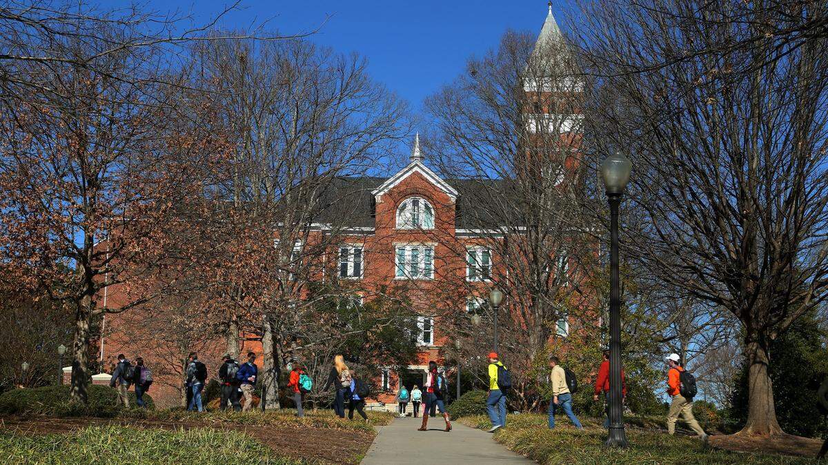 Students walks on campus at Clemson University