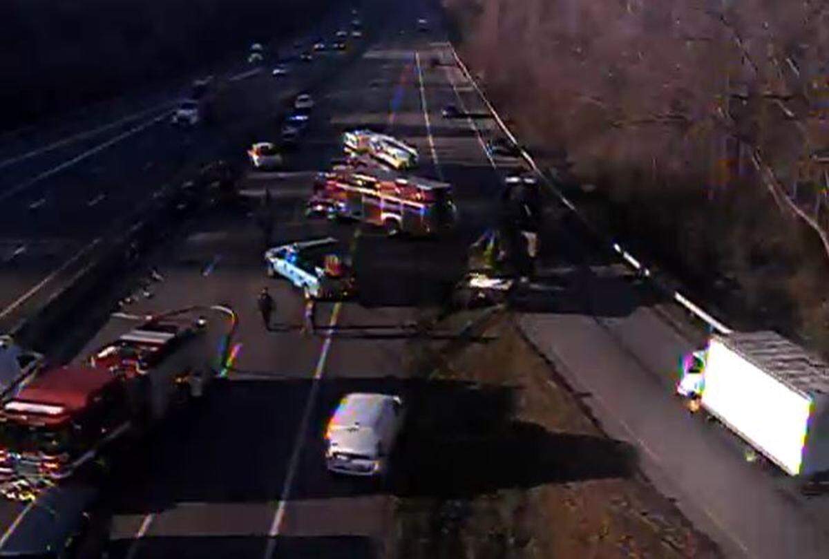 Emergency vehicles respond to a collision on a highway in Richland County.