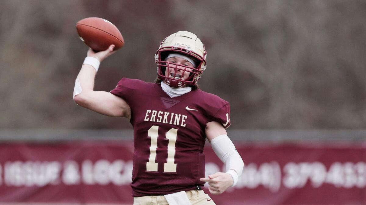 Erskine College’s Craig Pender 11 plays Shorter University on Saturday, March 13, 2021.
