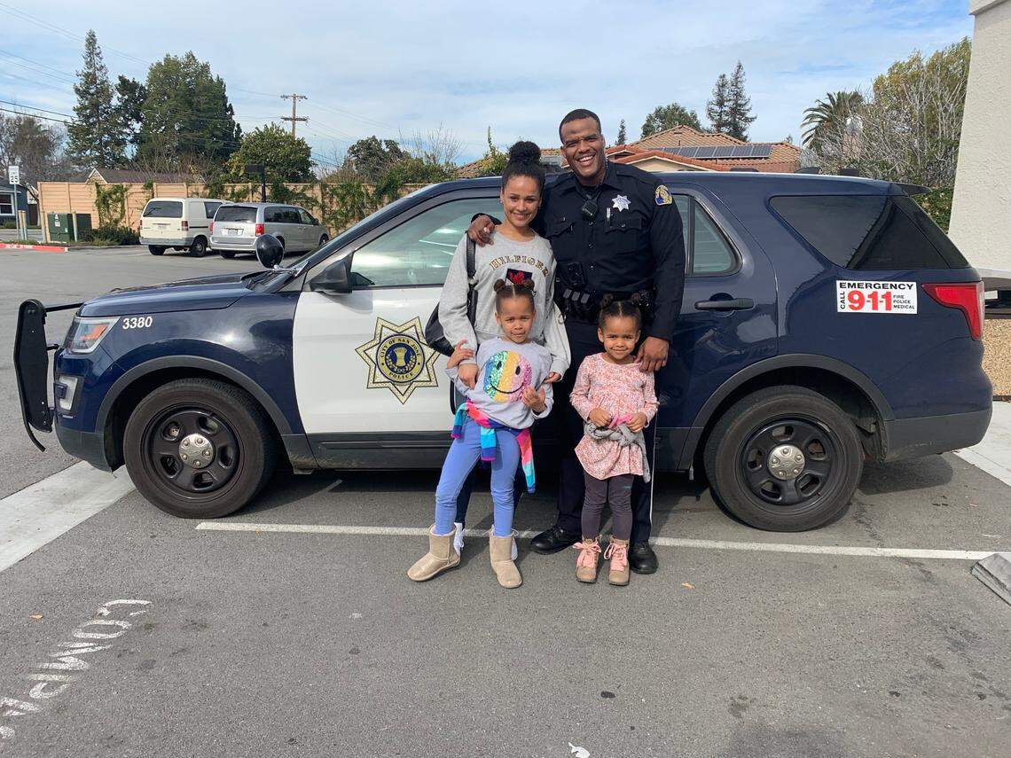 Terrence Campbell with his children Milana and Lucie Campbell, and their mother Nina