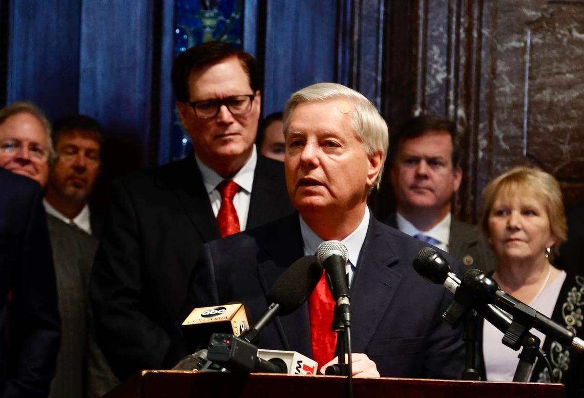 U.S. Sen. Lindsey Graham, seen in a file photo speaking at the S.C. State House in Columbia, spoke highly of a potential candidate President Joe Biden could nominate to the Supreme Court.
