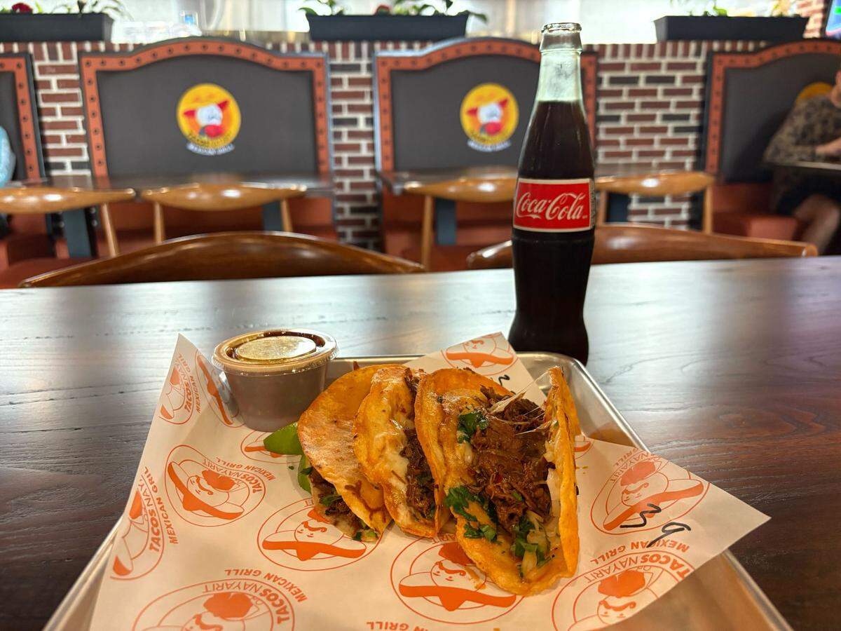 Birria tacos and a Coke from the new Tacos Nayarit on Knox Abbott Drive in Cayce, SC.