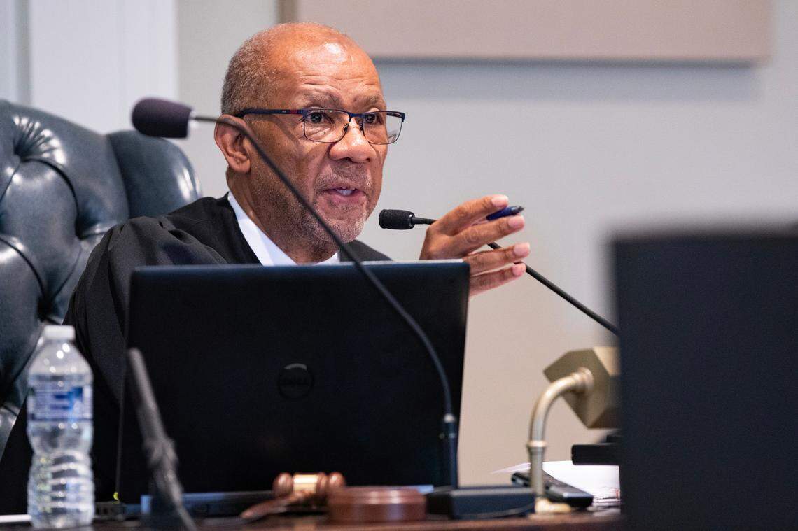 Circuit Judge Clifton Newman asks prospective jurors questions before the Alex Murdaugh murder trial at the Colleton County Courthouse on Monday, January 23, 2023.