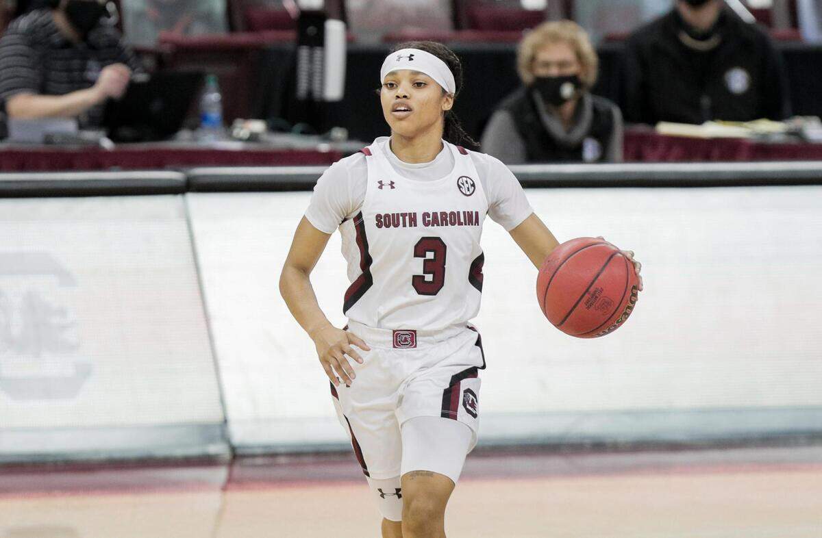 South Carolina Gamecocks guard Destanni Henderson (3) at Colonial Life Arena on Thursday, January 21, 2021.