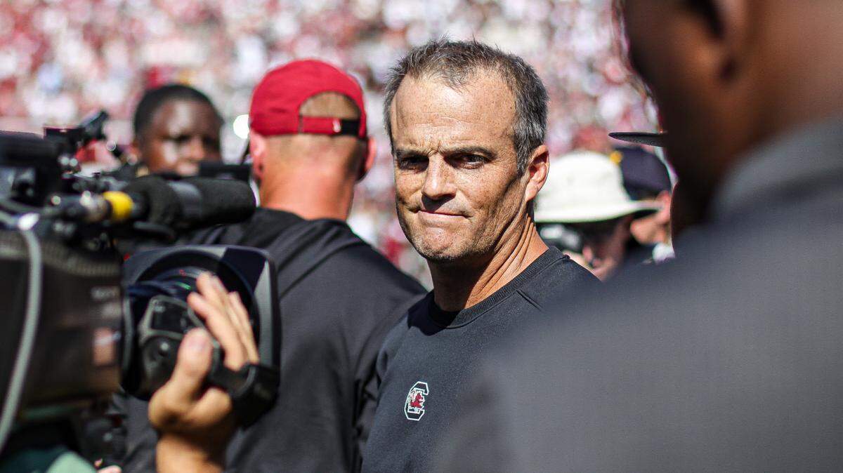 South Carolina coach Shane Beamer reacts as the Gamecocks lose to Alabama on Saturday at Bryant-Denny Stadium in Tuscaloosa.
