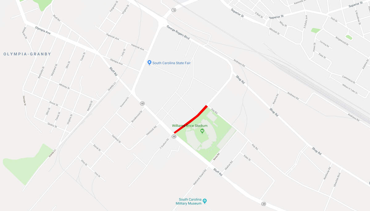 George Rogers Boulevard will be closed between Bluff Road and Key road in the days before and after the Beyonce and Jay-Z concerrt at Williams-Brice Stadium in Columbia, SC