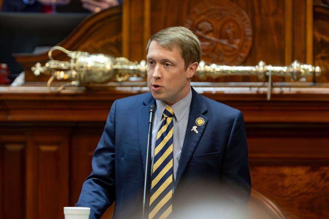 Rep. Jordan Pace, R-Berkeley speaks during a meeting of the South Carolina House of Representatives on Tuesday, Dec. 3, 2024.