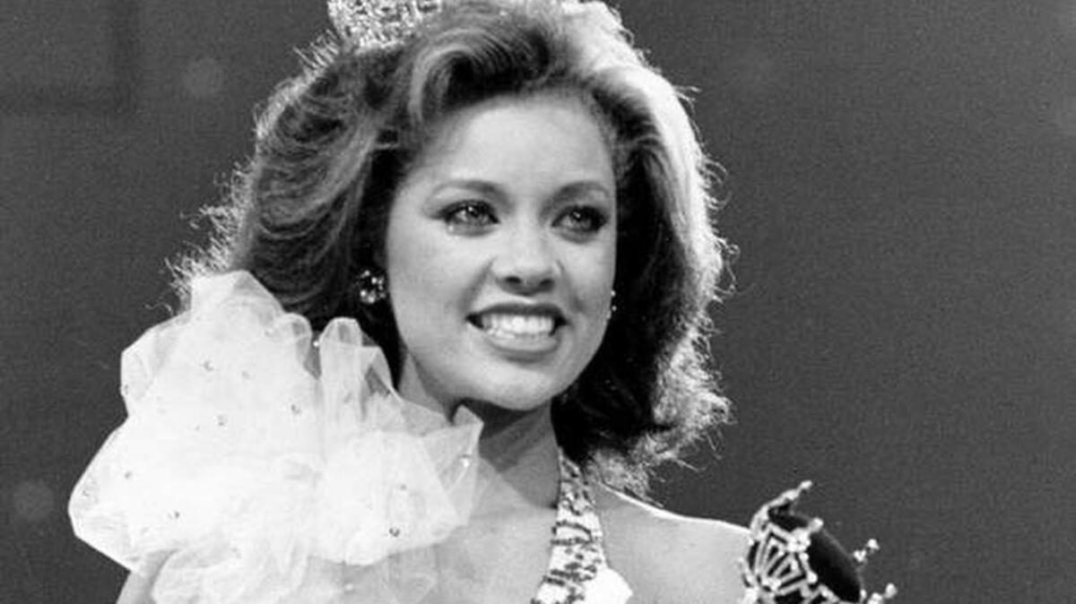 
Miss New York, Vanessa Williams, appears during her coronation walk after she was crowned Miss America 1984 at the Miss America Pageant in Atlantic City, N.J. 


