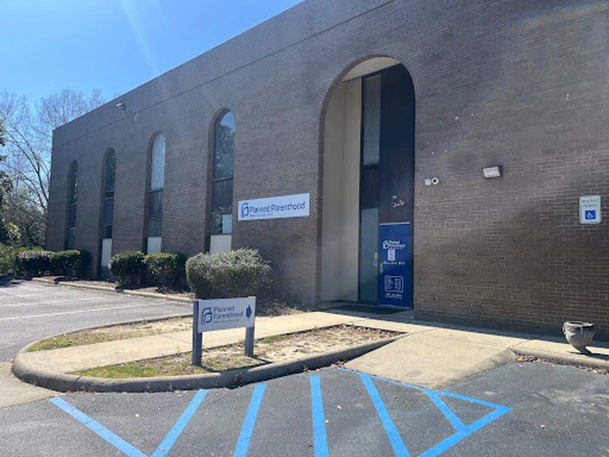 A sign outside of a South Carolina Planned Parenthood clinic. Patients seeking care face verbal and sometimes physical harassment from protesters outside.