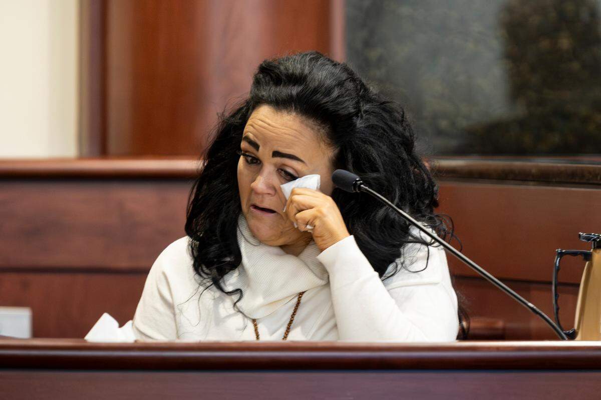 Rebecca Gutierrez speaks of the night her sister was kidnapped in 1986 during the trial of Thomas McDowell at the Lexington County Courthouse on Tuesday, Feb. 6, 2024.