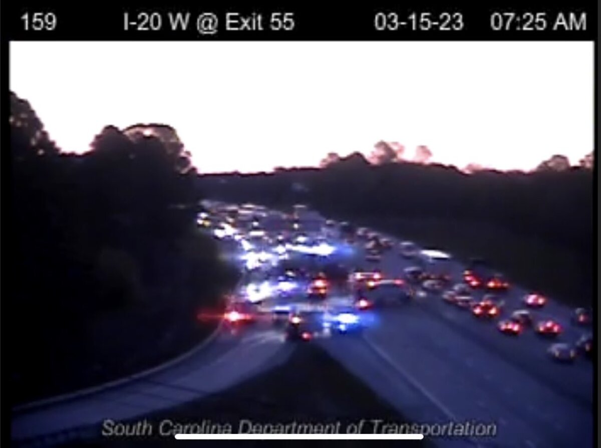 A crash caused a traffic jam on a highway.