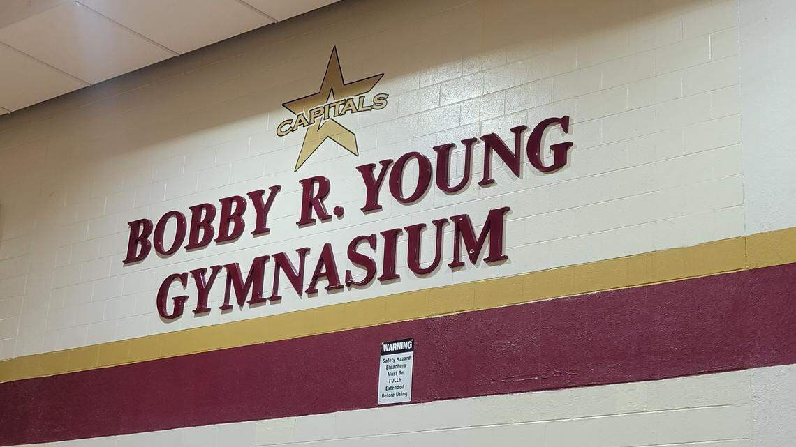 Columbia High names its gymnasium after former girls basketball coach Bobby Young looks on Jan. 28, 2022.